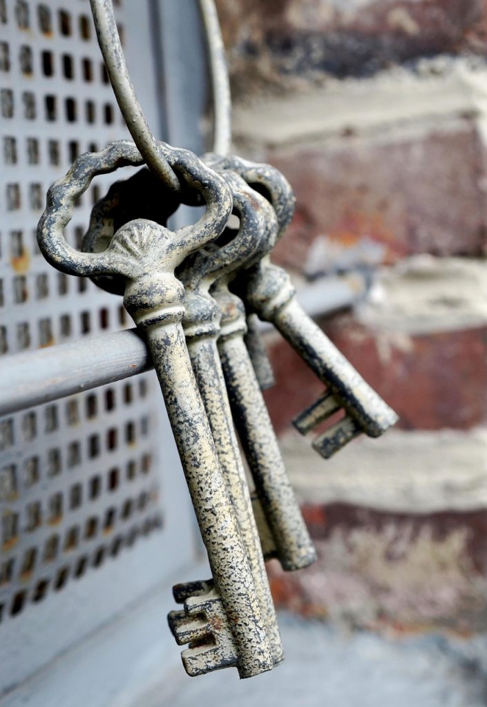 key, keychain, old, metal, iron, shut down, security, door key, key, key, key, key, key, security